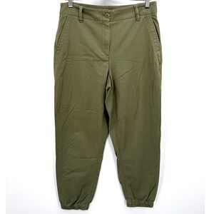 Talbots‎ Joggers Olive Green Women's Medium Elastic Waist Twill Pants